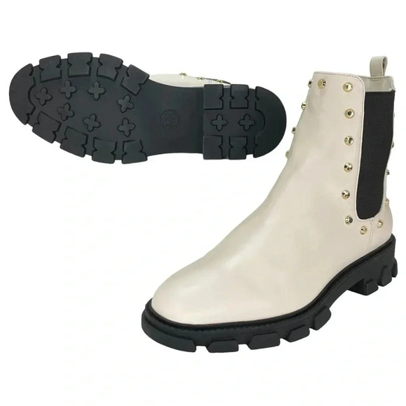 Michael Kors Ridley Cream Leather Studded Womens Ankle Boots Size 9.5M NWOB - Picture 11 of 15